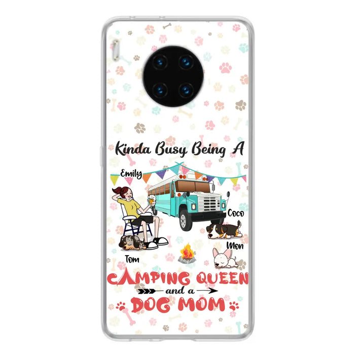 Personalized Camping Queen Phone Case - Up to 3 Dogs - Gift Idea For Dog Lovers - Kinda Busy Being A Camping Queen And A Dog Mom - Case For Xiaomi/Huawei/Oppo