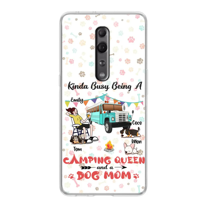 Personalized Camping Queen Phone Case - Up to 3 Dogs - Gift Idea For Dog Lovers - Kinda Busy Being A Camping Queen And A Dog Mom - Case For Xiaomi/Huawei/Oppo