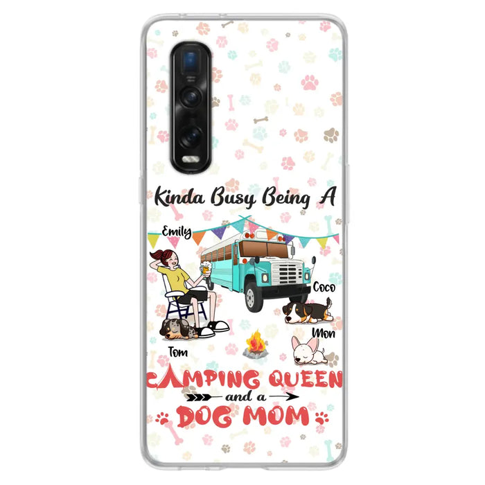 Personalized Camping Queen Phone Case - Up to 3 Dogs - Gift Idea For Dog Lovers - Kinda Busy Being A Camping Queen And A Dog Mom - Case For Xiaomi/Huawei/Oppo