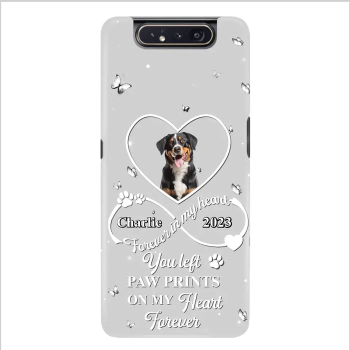 Personalized Memorial Phone Case - Upload Photo - Memorial Gift Idea For Pet Lover - You left paw prints on my heart forever - Case For iPhone/Samsung