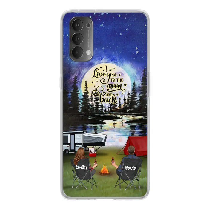 Personalized Camping Moon Phone Case - Couple/Parents With Up to 3 Kids And 4 Pets - Gift Idea For Camping Lover - I Love You To The Moon And Back - Case For Xiaomi, Oppo And Huawei
