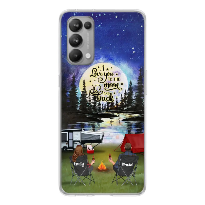 Personalized Camping Moon Phone Case - Couple/Parents With Up to 3 Kids And 4 Pets - Gift Idea For Camping Lover - I Love You To The Moon And Back - Case For Xiaomi, Oppo And Huawei