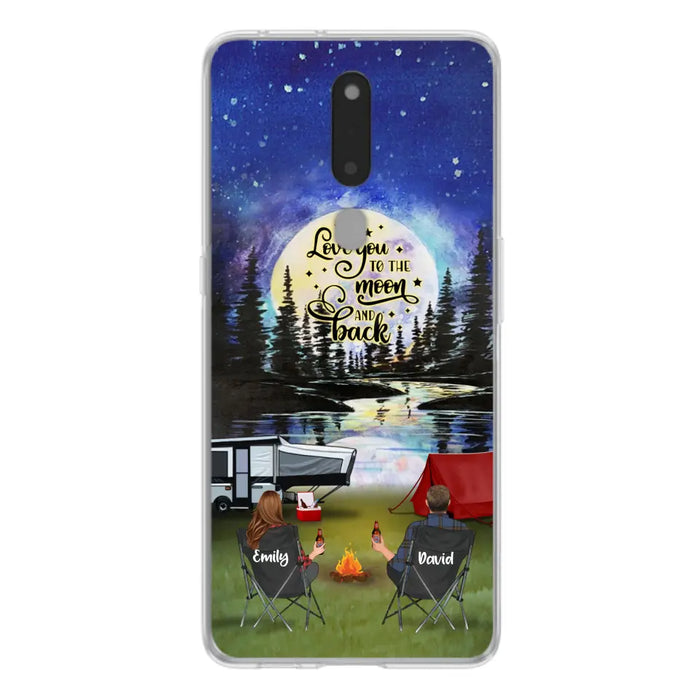 Personalized Camping Moon Phone Case - Couple/Parents With Up to 3 Kids And 4 Pets - Gift Idea For Camping Lover - I Love You To The Moon And Back - Case For Xiaomi, Oppo And Huawei