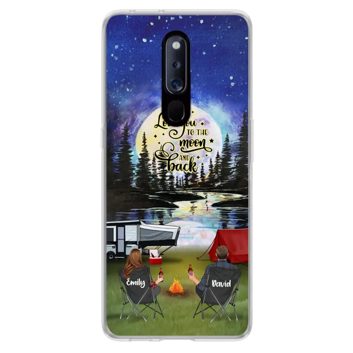 Personalized Camping Moon Phone Case - Couple/Parents With Up to 3 Kids And 4 Pets - Gift Idea For Camping Lover - I Love You To The Moon And Back - Case For Xiaomi, Oppo And Huawei