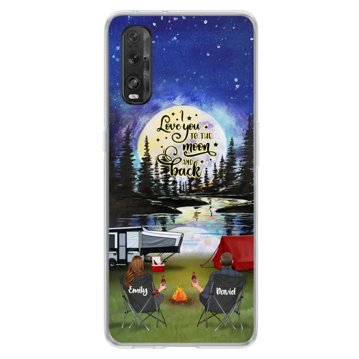 Personalized Camping Moon Phone Case - Couple/Parents With Up to 3 Kids And 4 Pets - Gift Idea For Camping Lover - I Love You To The Moon And Back - Case For Xiaomi, Oppo And Huawei