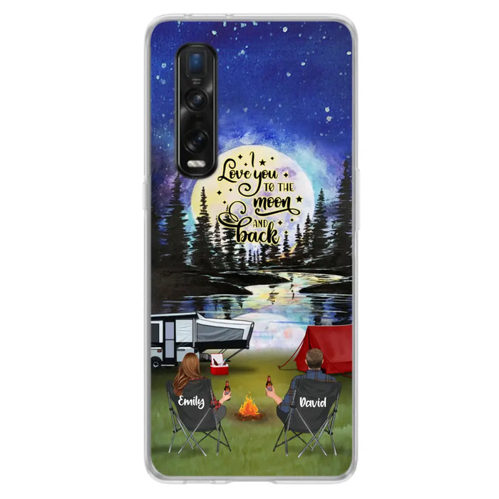 Personalized Camping Moon Phone Case - Couple/Parents With Up to 3 Kids And 4 Pets - Gift Idea For Camping Lover - I Love You To The Moon And Back - Case For Xiaomi, Oppo And Huawei