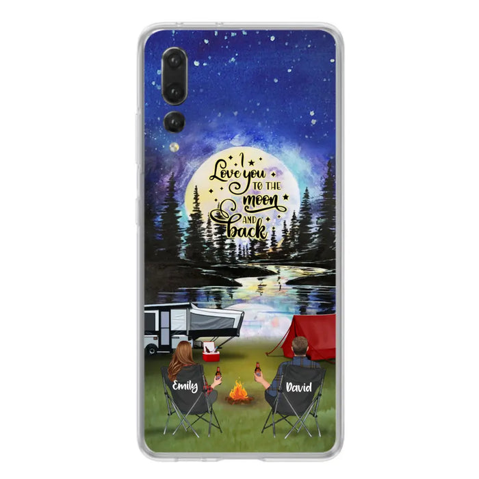 Personalized Camping Moon Phone Case - Couple/Parents With Up to 3 Kids And 4 Pets - Gift Idea For Camping Lover - I Love You To The Moon And Back - Case For Xiaomi, Oppo And Huawei