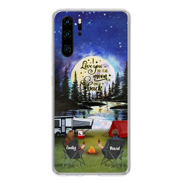 Personalized Camping Moon Phone Case - Couple/Parents With Up to 3 Kids And 4 Pets - Gift Idea For Camping Lover - I Love You To The Moon And Back - Case For Xiaomi, Oppo And Huawei