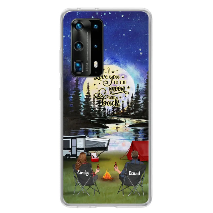 Personalized Camping Moon Phone Case - Couple/Parents With Up to 3 Kids And 4 Pets - Gift Idea For Camping Lover - I Love You To The Moon And Back - Case For Xiaomi, Oppo And Huawei