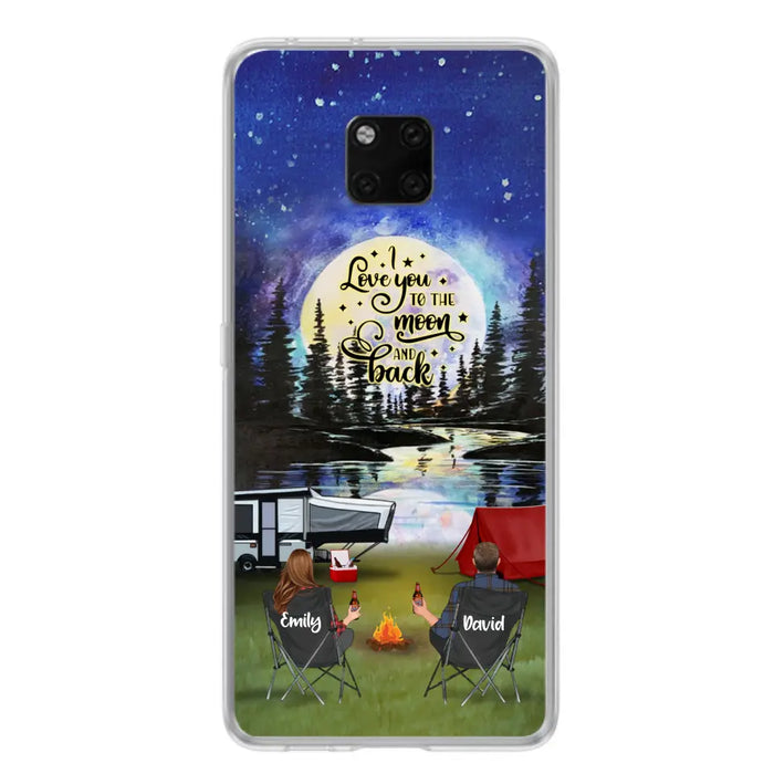Personalized Camping Moon Phone Case - Couple/Parents With Up to 3 Kids And 4 Pets - Gift Idea For Camping Lover - I Love You To The Moon And Back - Case For Xiaomi, Oppo And Huawei