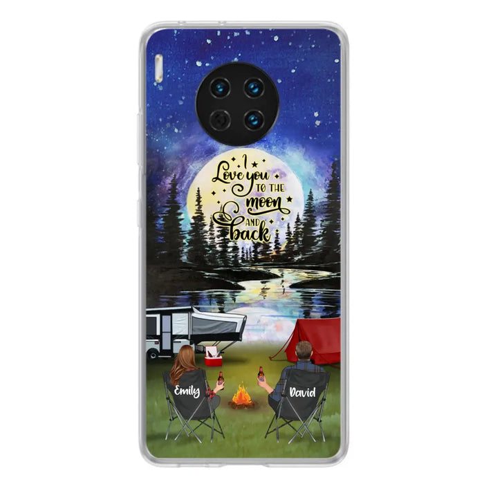 Personalized Camping Moon Phone Case - Couple/Parents With Up to 3 Kids And 4 Pets - Gift Idea For Camping Lover - I Love You To The Moon And Back - Case For Xiaomi, Oppo And Huawei