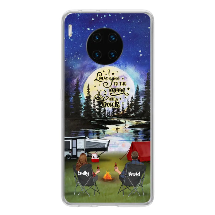 Personalized Camping Moon Phone Case - Couple/Parents With Up to 3 Kids And 4 Pets - Gift Idea For Camping Lover - I Love You To The Moon And Back - Case For Xiaomi, Oppo And Huawei