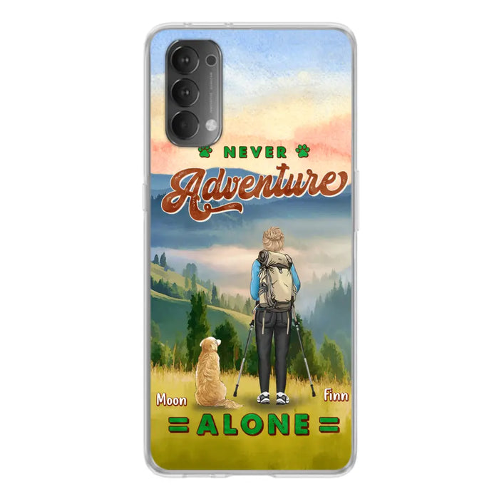 Personalized Solo Hiking With Dogs Phone Case - Woman/Man With Up to 4 Dogs - Gift Idea For Hiking Lovers - Cases For Oppo, Xiaomi And Huawei