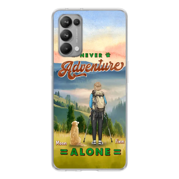 Personalized Solo Hiking With Dogs Phone Case - Woman/Man With Up to 4 Dogs - Gift Idea For Hiking Lovers - Cases For Oppo, Xiaomi And Huawei