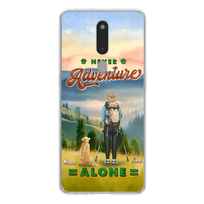 Personalized Solo Hiking With Dogs Phone Case - Woman/Man With Up to 4 Dogs - Gift Idea For Hiking Lovers - Cases For Oppo, Xiaomi And Huawei