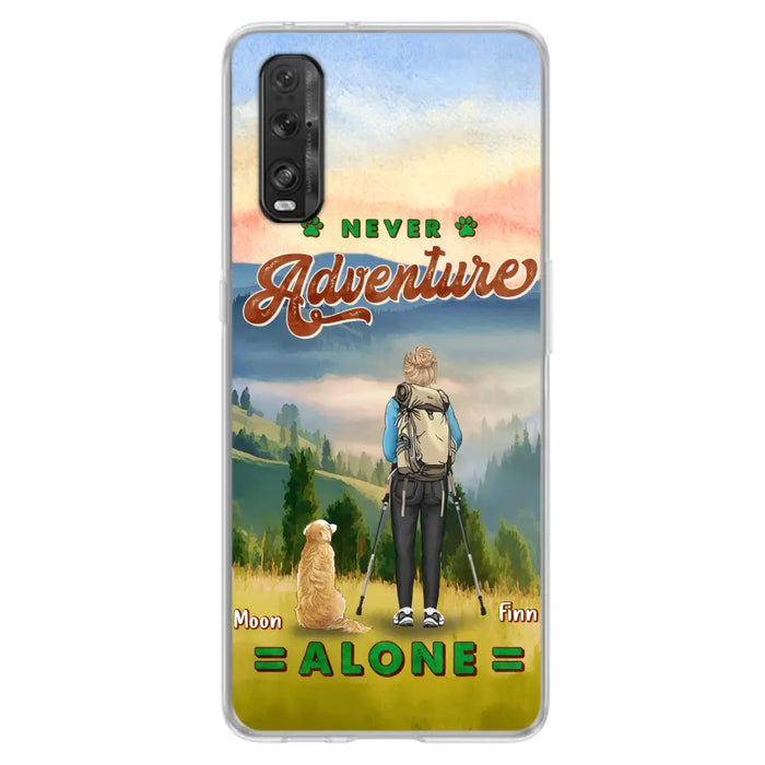 Personalized Solo Hiking With Dogs Phone Case - Woman/Man With Up to 4 Dogs - Gift Idea For Hiking Lovers - Cases For Oppo, Xiaomi And Huawei