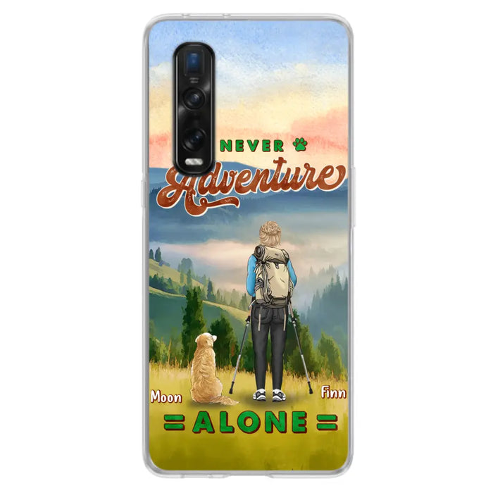 Personalized Solo Hiking With Dogs Phone Case - Woman/Man With Up to 4 Dogs - Gift Idea For Hiking Lovers - Cases For Oppo, Xiaomi And Huawei