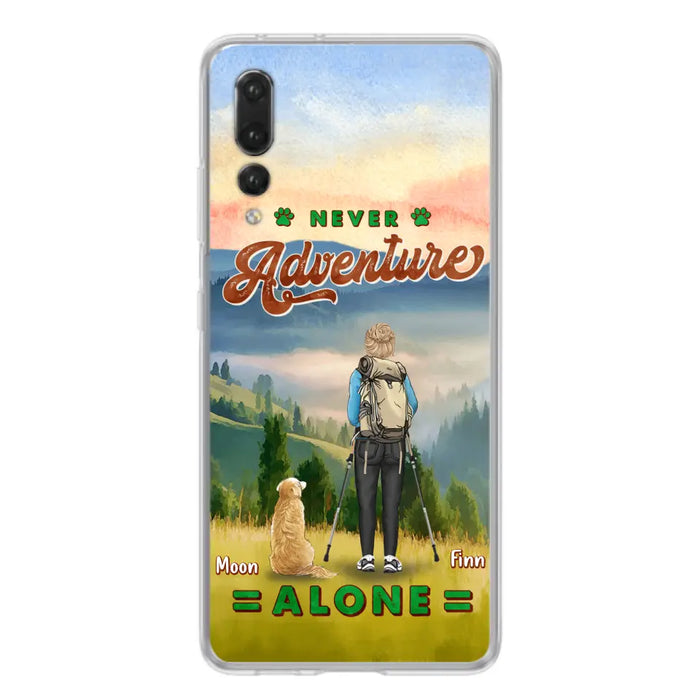 Personalized Solo Hiking With Dogs Phone Case - Woman/Man With Up to 4 Dogs - Gift Idea For Hiking Lovers - Cases For Oppo, Xiaomi And Huawei