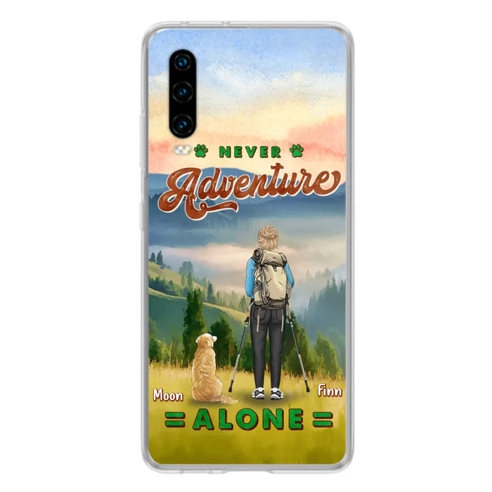 Personalized Solo Hiking With Dogs Phone Case - Woman/Man With Up to 4 Dogs - Gift Idea For Hiking Lovers - Cases For Oppo, Xiaomi And Huawei