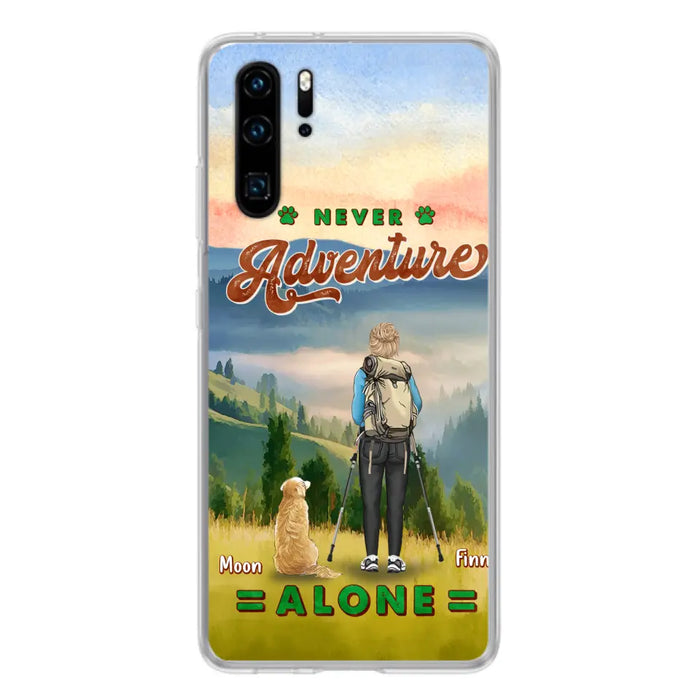 Personalized Solo Hiking With Dogs Phone Case - Woman/Man With Up to 4 Dogs - Gift Idea For Hiking Lovers - Cases For Oppo, Xiaomi And Huawei
