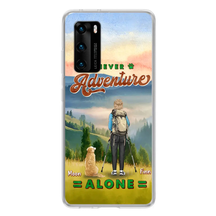 Personalized Solo Hiking With Dogs Phone Case - Woman/Man With Up to 4 Dogs - Gift Idea For Hiking Lovers - Cases For Oppo, Xiaomi And Huawei