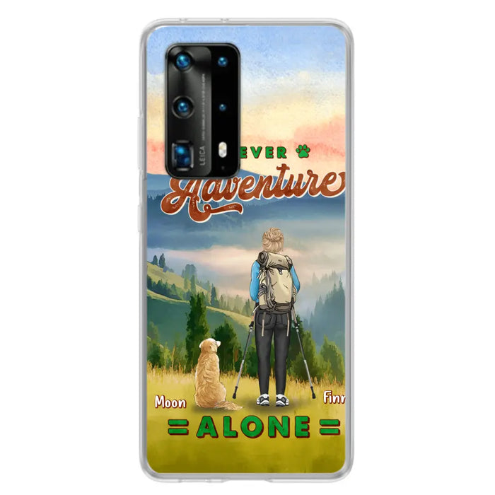 Personalized Solo Hiking With Dogs Phone Case - Woman/Man With Up to 4 Dogs - Gift Idea For Hiking Lovers - Cases For Oppo, Xiaomi And Huawei