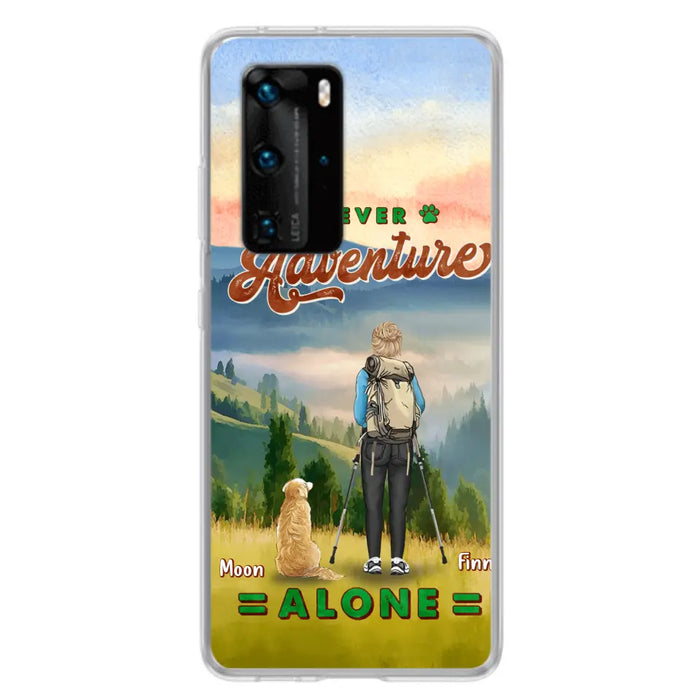 Personalized Solo Hiking With Dogs Phone Case - Woman/Man With Up to 4 Dogs - Gift Idea For Hiking Lovers - Cases For Oppo, Xiaomi And Huawei