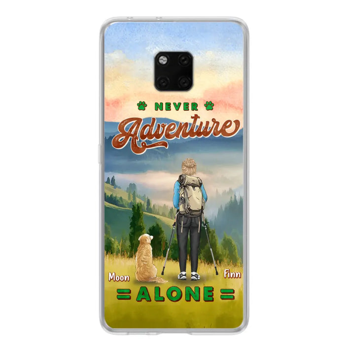 Personalized Solo Hiking With Dogs Phone Case - Woman/Man With Up to 4 Dogs - Gift Idea For Hiking Lovers - Cases For Oppo, Xiaomi And Huawei
