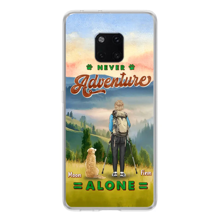 Personalized Solo Hiking With Dogs Phone Case - Woman/Man With Up to 4 Dogs - Gift Idea For Hiking Lovers - Cases For Oppo, Xiaomi And Huawei