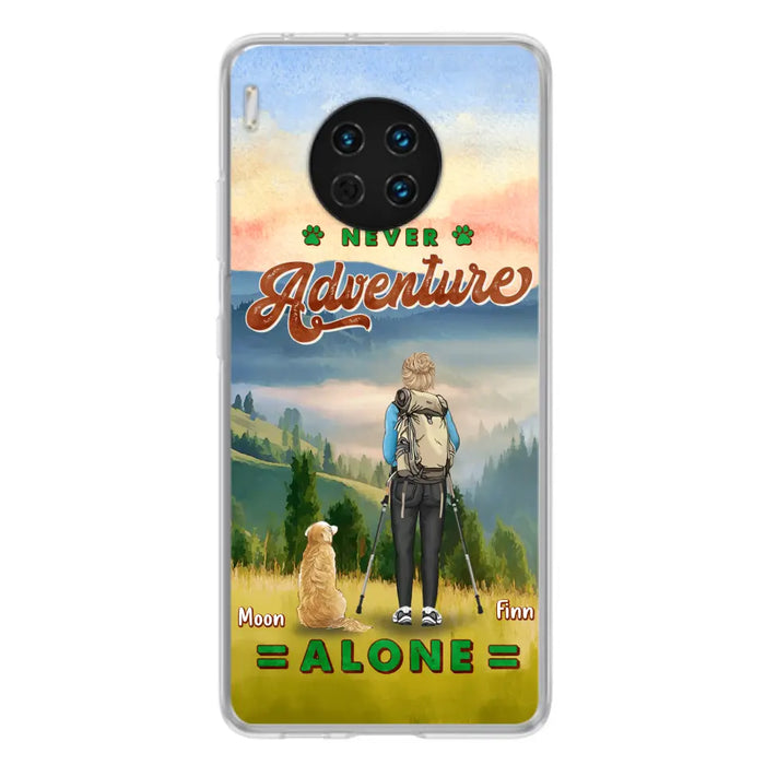 Personalized Solo Hiking With Dogs Phone Case - Woman/Man With Up to 4 Dogs - Gift Idea For Hiking Lovers - Cases For Oppo, Xiaomi And Huawei