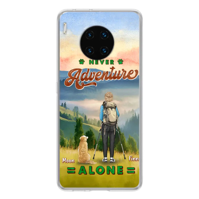 Personalized Solo Hiking With Dogs Phone Case - Woman/Man With Up to 4 Dogs - Gift Idea For Hiking Lovers - Cases For Oppo, Xiaomi And Huawei