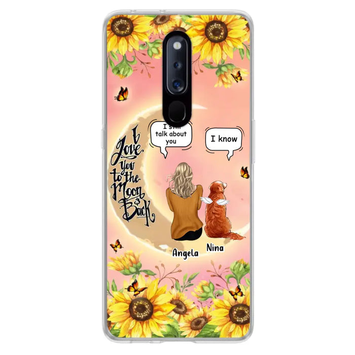 Custom Memorial Pet Sunflower Phone Case - Adult/Couple With Up to 4 Pets - Memorial Gift Idea For Dog/Cat Lovers - I Love You To The Moon & Back - Case For Xiaomi, Oppo And Huawei
