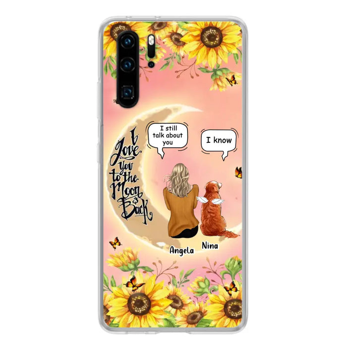 Custom Memorial Pet Sunflower Phone Case - Adult/Couple With Up to 4 Pets - Memorial Gift Idea For Dog/Cat Lovers - I Love You To The Moon & Back - Case For Xiaomi, Oppo And Huawei