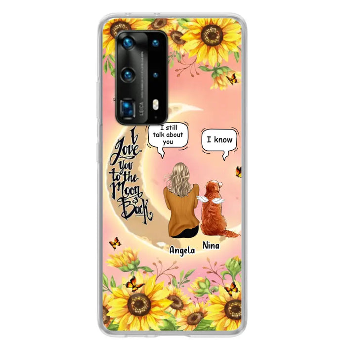 Custom Memorial Pet Sunflower Phone Case - Adult/Couple With Up to 4 Pets - Memorial Gift Idea For Dog/Cat Lovers - I Love You To The Moon & Back - Case For Xiaomi, Oppo And Huawei