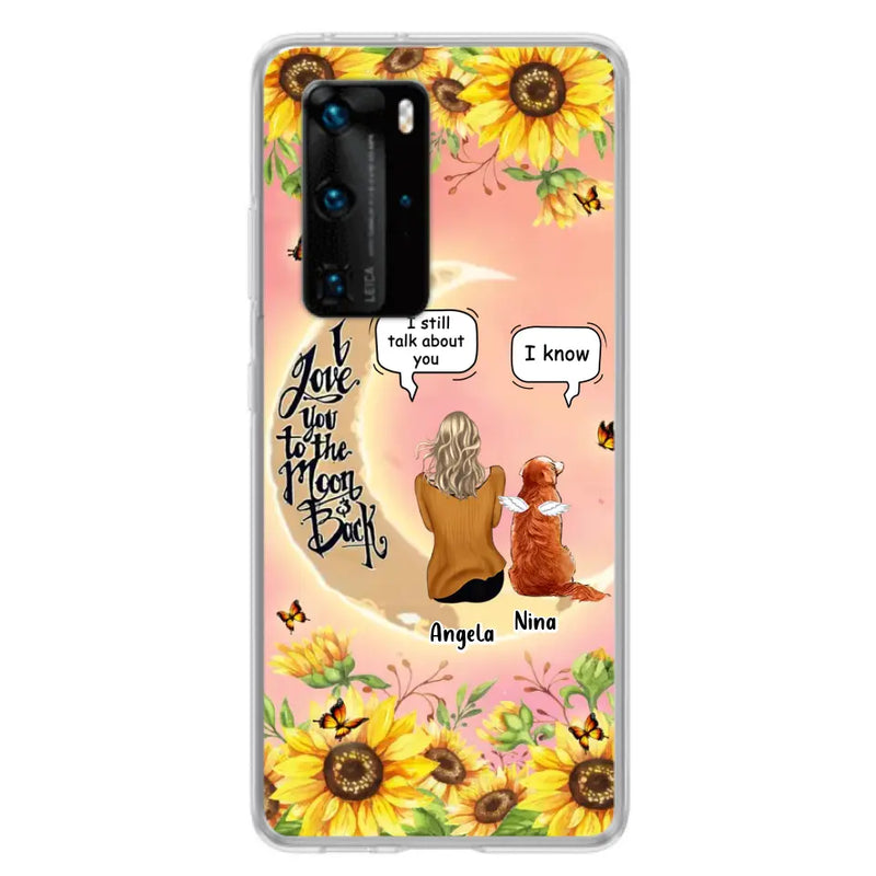 Custom Memorial Pet Sunflower Phone Case - Adult/Couple With Up to 4 Pets - Memorial Gift Idea For Dog/Cat Lovers - I Love You To The Moon & Back - Case For Xiaomi, Oppo And Huawei