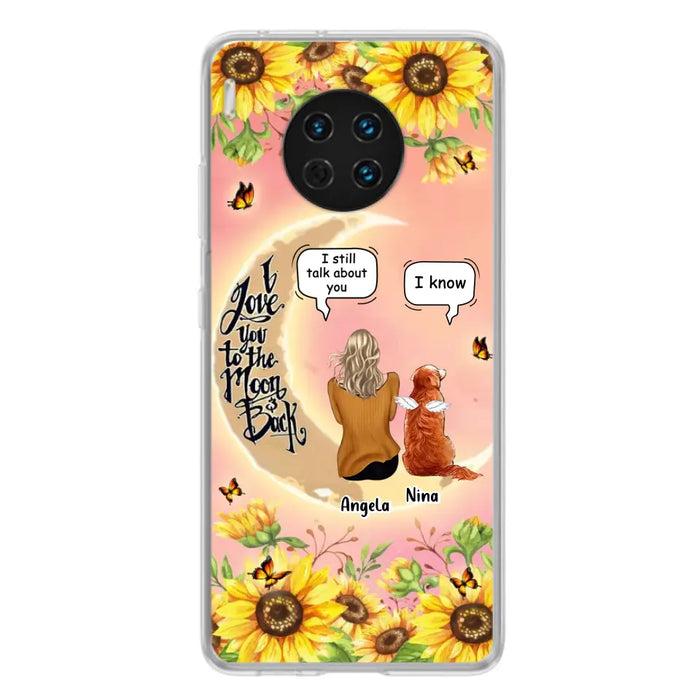 Custom Memorial Pet Sunflower Phone Case - Adult/Couple With Up to 4 Pets - Memorial Gift Idea For Dog/Cat Lovers - I Love You To The Moon & Back - Case For Xiaomi, Oppo And Huawei