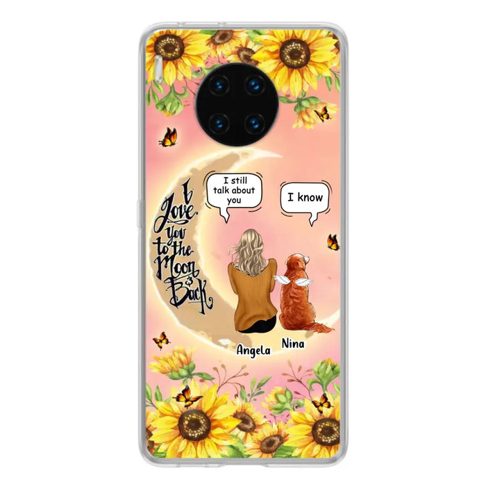 Custom Memorial Pet Sunflower Phone Case - Adult/Couple With Up to 4 Pets - Memorial Gift Idea For Dog/Cat Lovers - I Love You To The Moon & Back - Case For Xiaomi, Oppo And Huawei