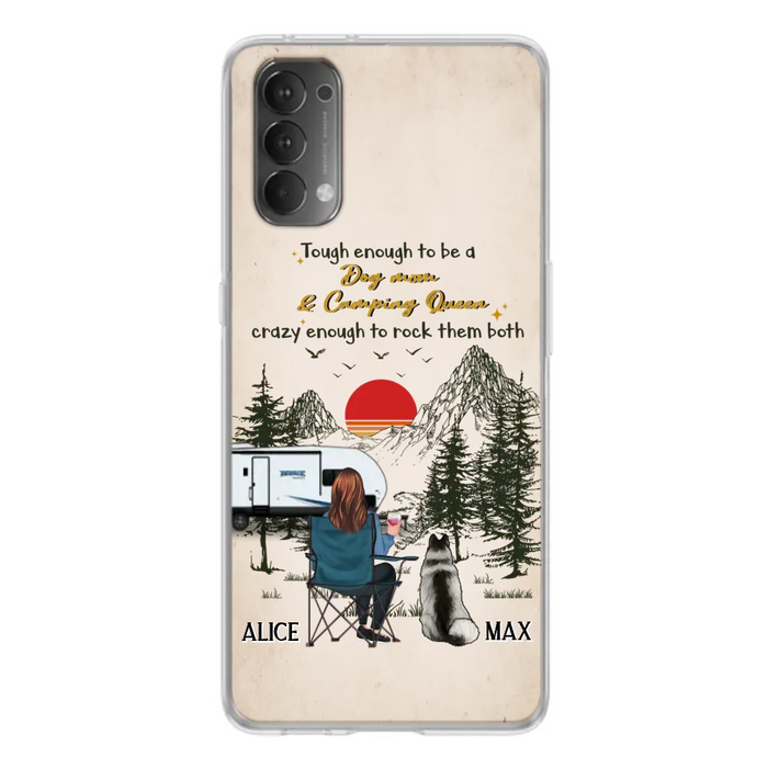 Personalized Dog Mom Phone Case - Up to 4 Dogs - Mother's Day Gift Idea Dog/Camping Lovers - Tough Enough To Be A Dog Mom And Camping Queen Crazy Enough To Rock Them Both - Case For Xiaomi/Huawei/Oppo