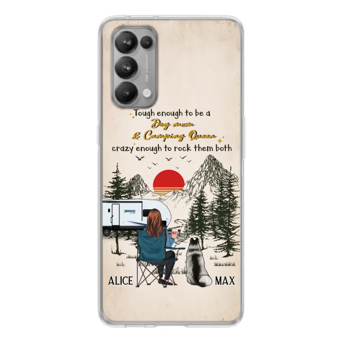 Personalized Dog Mom Phone Case - Up to 4 Dogs - Mother's Day Gift Idea Dog/Camping Lovers - Tough Enough To Be A Dog Mom And Camping Queen Crazy Enough To Rock Them Both - Case For Xiaomi/Huawei/Oppo