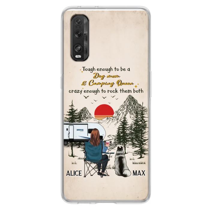 Personalized Dog Mom Phone Case - Up to 4 Dogs - Mother's Day Gift Idea Dog/Camping Lovers - Tough Enough To Be A Dog Mom And Camping Queen Crazy Enough To Rock Them Both - Case For Xiaomi/Huawei/Oppo