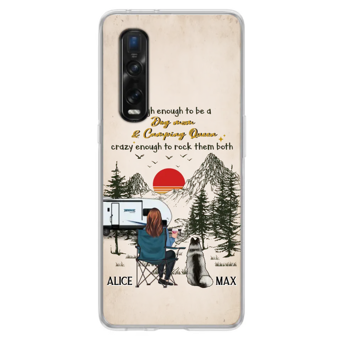 Personalized Dog Mom Phone Case - Up to 4 Dogs - Mother's Day Gift Idea Dog/Camping Lovers - Tough Enough To Be A Dog Mom And Camping Queen Crazy Enough To Rock Them Both - Case For Xiaomi/Huawei/Oppo