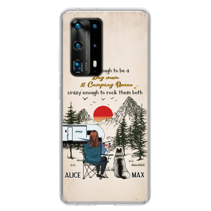Personalized Dog Mom Phone Case - Up to 4 Dogs - Mother's Day Gift Idea Dog/Camping Lovers - Tough Enough To Be A Dog Mom And Camping Queen Crazy Enough To Rock Them Both - Case For Xiaomi/Huawei/Oppo
