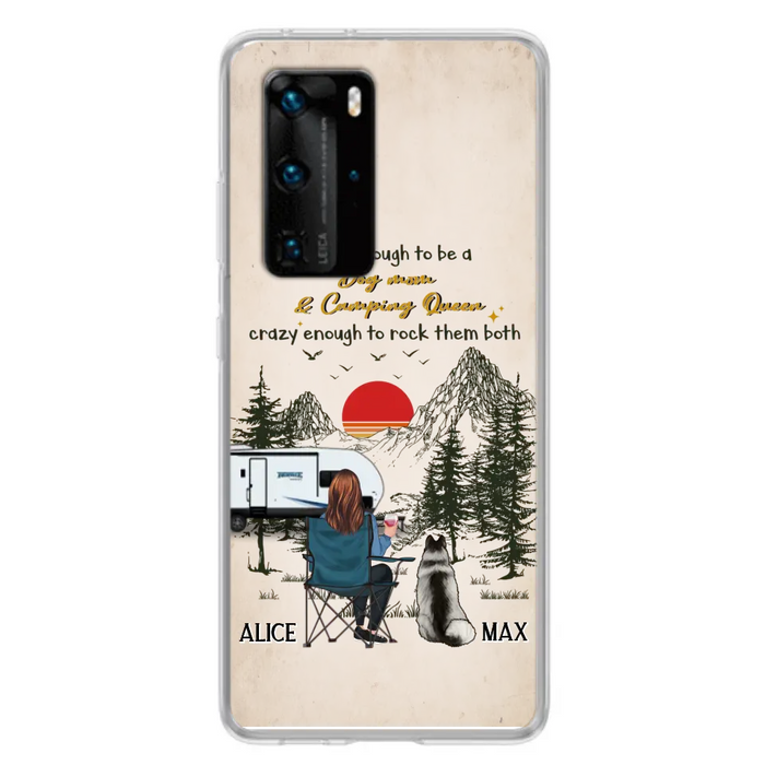 Personalized Dog Mom Phone Case - Up to 4 Dogs - Mother's Day Gift Idea Dog/Camping Lovers - Tough Enough To Be A Dog Mom And Camping Queen Crazy Enough To Rock Them Both - Case For Xiaomi/Huawei/Oppo