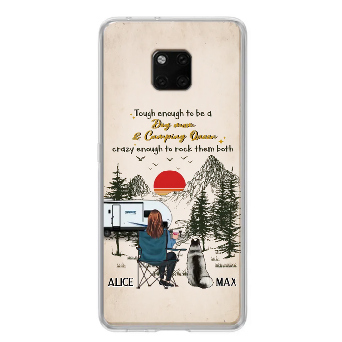 Personalized Dog Mom Phone Case - Up to 4 Dogs - Mother's Day Gift Idea Dog/Camping Lovers - Tough Enough To Be A Dog Mom And Camping Queen Crazy Enough To Rock Them Both - Case For Xiaomi/Huawei/Oppo