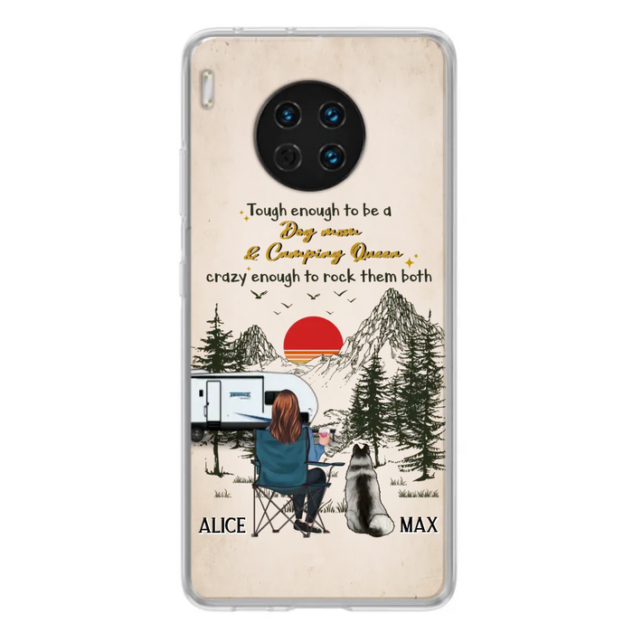 Personalized Dog Mom Phone Case - Up to 4 Dogs - Mother's Day Gift Idea Dog/Camping Lovers - Tough Enough To Be A Dog Mom And Camping Queen Crazy Enough To Rock Them Both - Case For Xiaomi/Huawei/Oppo