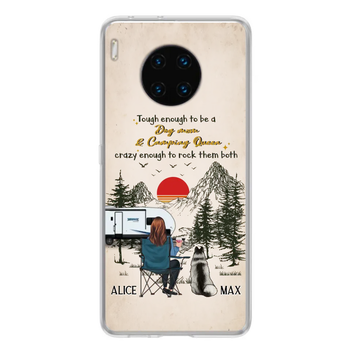 Personalized Dog Mom Phone Case - Up to 4 Dogs - Mother's Day Gift Idea Dog/Camping Lovers - Tough Enough To Be A Dog Mom And Camping Queen Crazy Enough To Rock Them Both - Case For Xiaomi/Huawei/Oppo