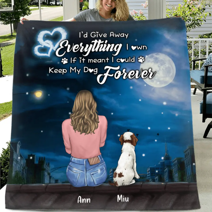 Personalized Dog Mom Fleece Throw Blanket/Quilt - Gift For Dog Lovers - Up To 4 Dogs - I Could Keep My Dog Forever