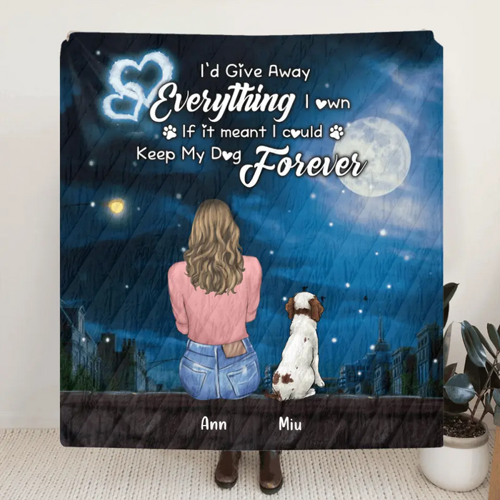 Personalized Dog Mom Fleece Throw Blanket/Quilt - Gift For Dog Lovers - Up To 4 Dogs - I Could Keep My Dog Forever