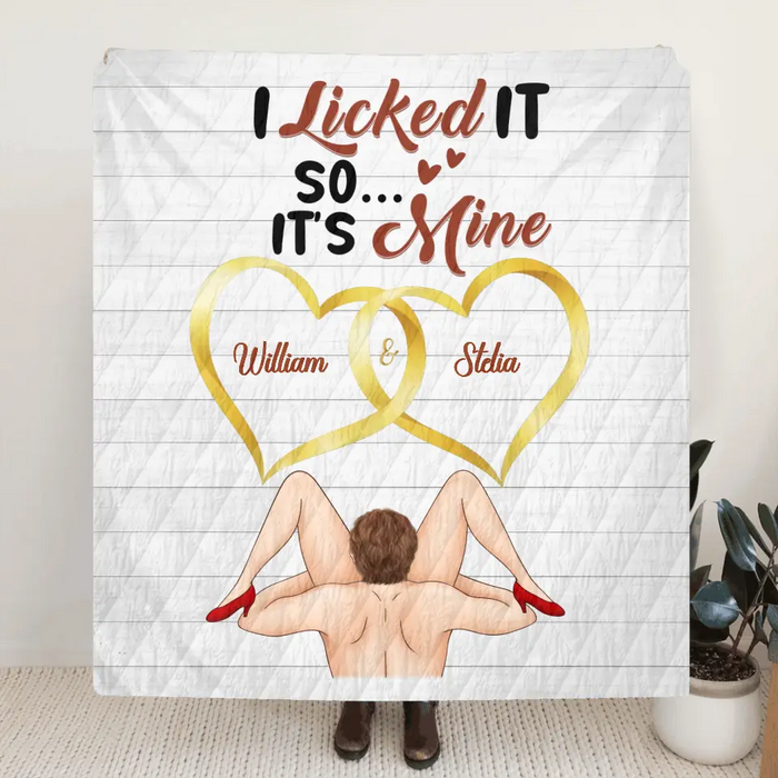 Personalized Couple Fleece Throw Blanket/Quilt - Gift Idea For Him/Her - I Licked It So It's Mine