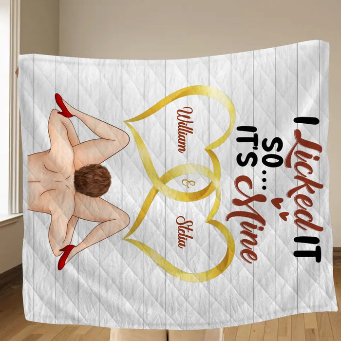 Personalized Couple Fleece Throw Blanket/Quilt - Gift Idea For Him/Her - I Licked It So It's Mine